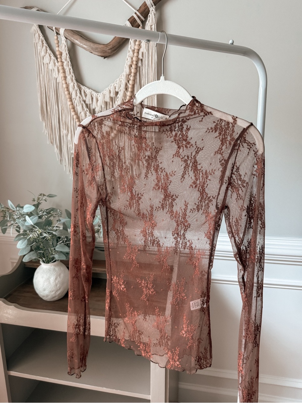 NATURAL LIFE Maria Lace Layering Top - Brown